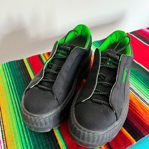 Puma by Rihanna Black and Green Platform Sneakers